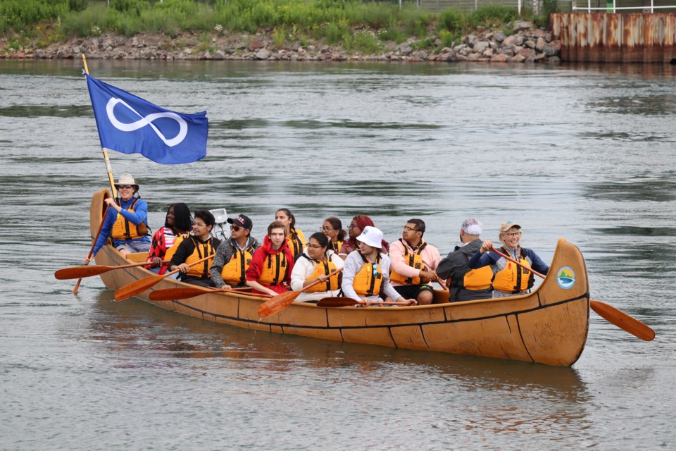 Guides with the Métis Nation of Ontario and the Lake Superior Watershed Conservancy took newcomers on a walking and canoeing tour of the Sault's downtown, Canal District, and waterfront as part of the new eco-tourism venture Métis Tours on July. 8, 2023.