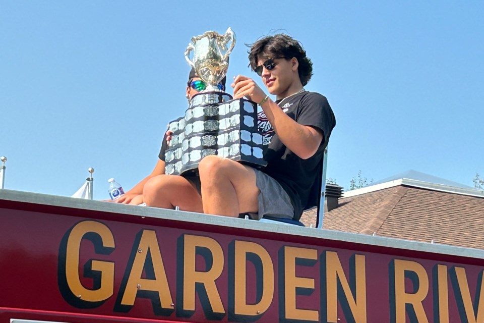 Garden River's Lincoln Moore, who played a key role on the Saginaw Spirit in their quest for the Memorial cup last month, brought the trophy back home and celebrated with family, friends, and fans on July 27, 2024.