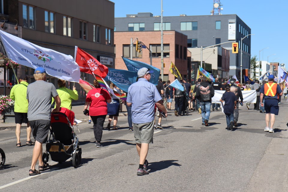 Union members and supporters kicked off Labour Day celebrations with a solidarity parade on Queen Street Monday morning. 