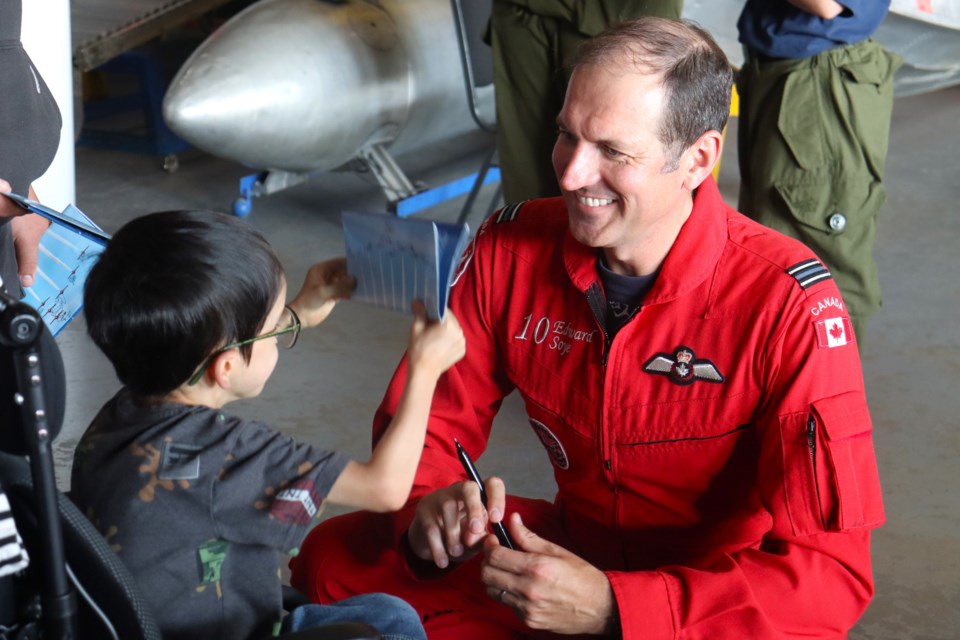 Members of the Canadian Forces Snowbirds met with residents of all ages following Saturday's impressive demonstration along the waterfront as part of this year's Bushplane Days.