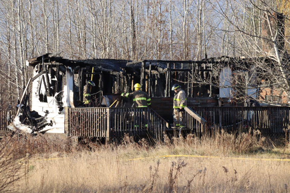 A Monday morning fire that has left a structure completely destroyed on Highway 17B is being monitored by the Garden River Fire Department. 