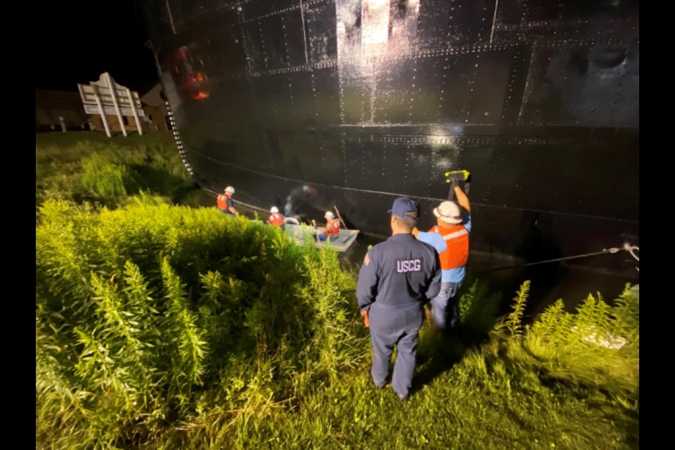 Coast Guard Sector Northern Great Lakes is responding to a pollution incident in the St. Marys River near downtown Sault Ste. Marie along with the Sault Ste. Marie Fire Department and Army Corps of Engineers