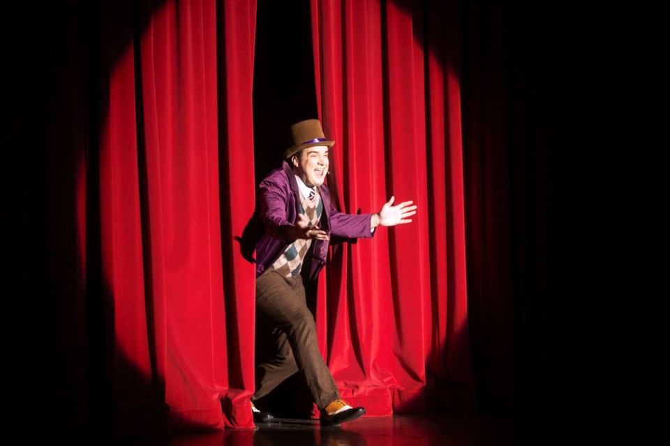 Willy Wonka (Michael Dal Cin) opens the West End Theatre Project's production of Roald Dahl's Charlie and the Chocolate Factory with a rendition of The Candy Man. The show ran Nov. 21 to 24 at the Sault Community Theatre Centre.