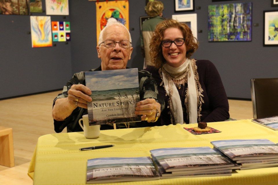 Gordon Stone with granddaughter Valerie King, who acted as 'his hands' in the creation of Stone's new book, Nature Speaks Are You Listening. James Hopkin/SooToday