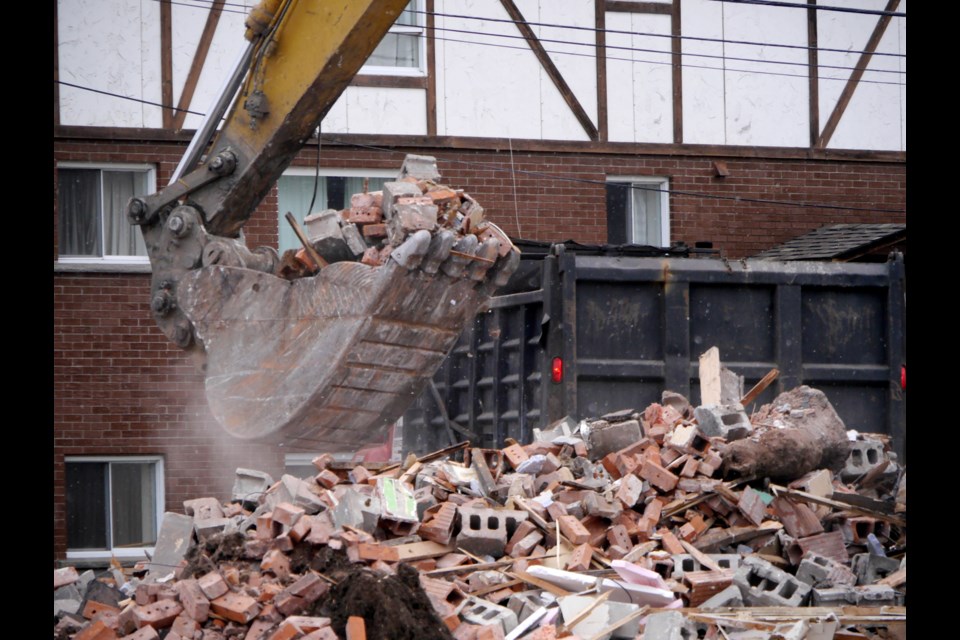 A demolition crew was on the site of the former Chornyj's-Hadke this morning. The site's new owner says the property will remain vacant for now, with potential development down the road. Michael Purvis/SooToday