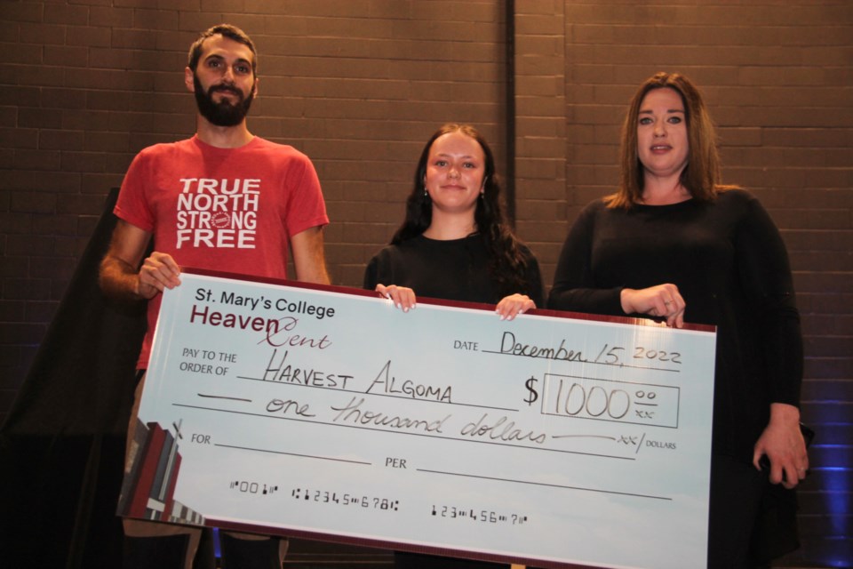 Representatives from Harvest Algoma, one of 15 local not-for-profits that benefited from fundraising efforts by St. Mary’s College’s annual Heaven Cent campaign, Jan. 12, 2023.     