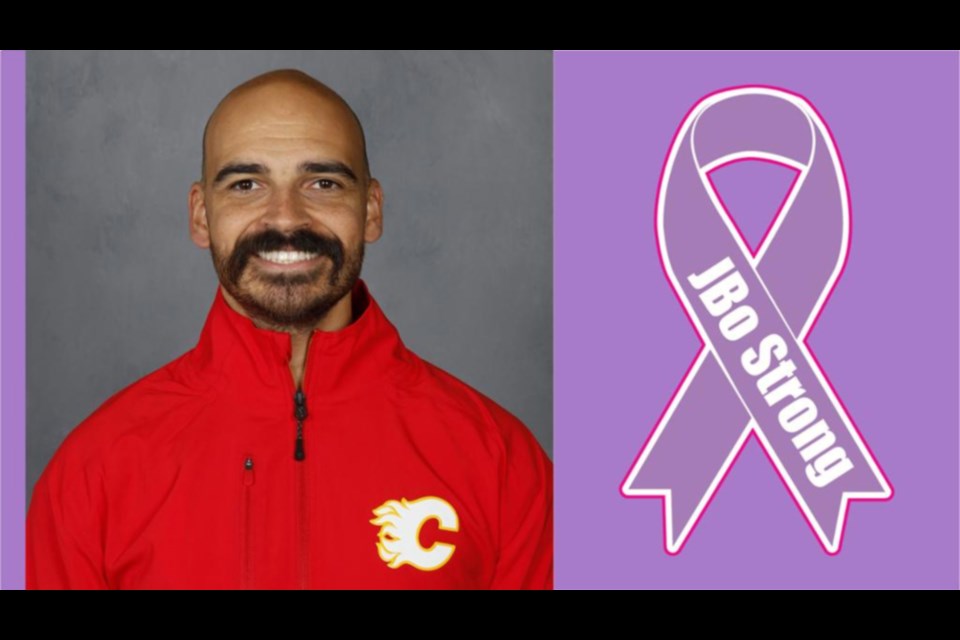 Calgary Flames players are wearing ribbon decals on their helmets in support of the team's Sault-born athletic therapist James Borrelli, who was recently diagnosed with an aggressive form of leukemia. 