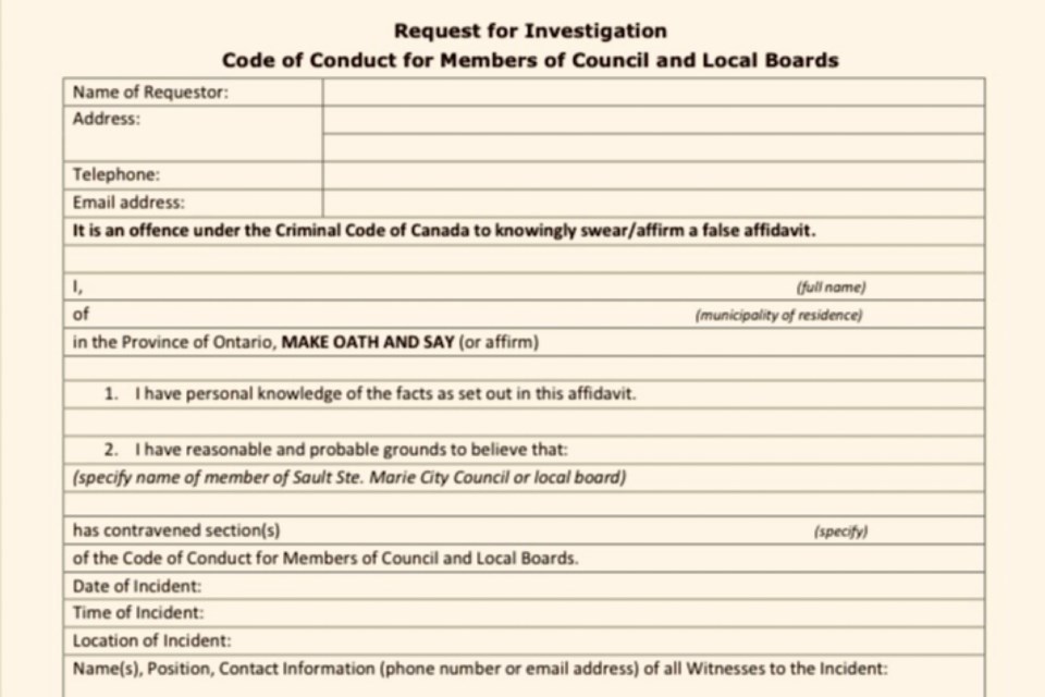 Anyone witnessing behaviour by a member of city council that appears to contradict council’s code of conduct may request an investigation by the city’s integrity commissioner using this form