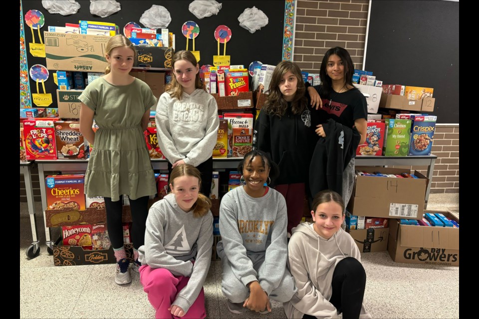 Anna McCrea Public School students collected 411 boxes of cereal for community food banks throughout the month of February 2025.