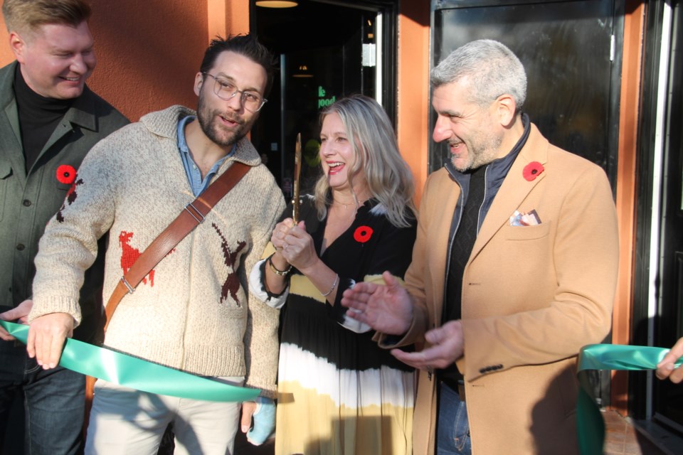 Lisa Vezeau-Allen, Grocer 4 Good founder and board chair, was joined in a Cafe 4 Good ribbon cutting ceremony with Ward 2 City Councillor Luke Dufour and Sault MPP Ross Romano, Nov. 8, 2024.