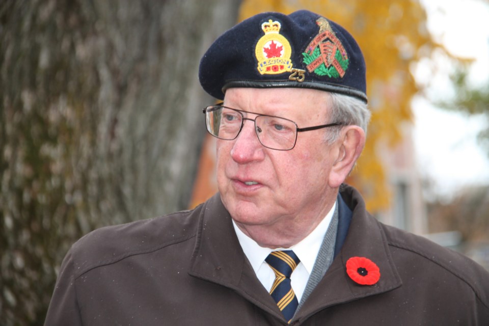 Reverend Phil Miller at the launch of Royal Canadian Legion Branch 25's annual Poppy Campaign, Oct. 25, 2024.