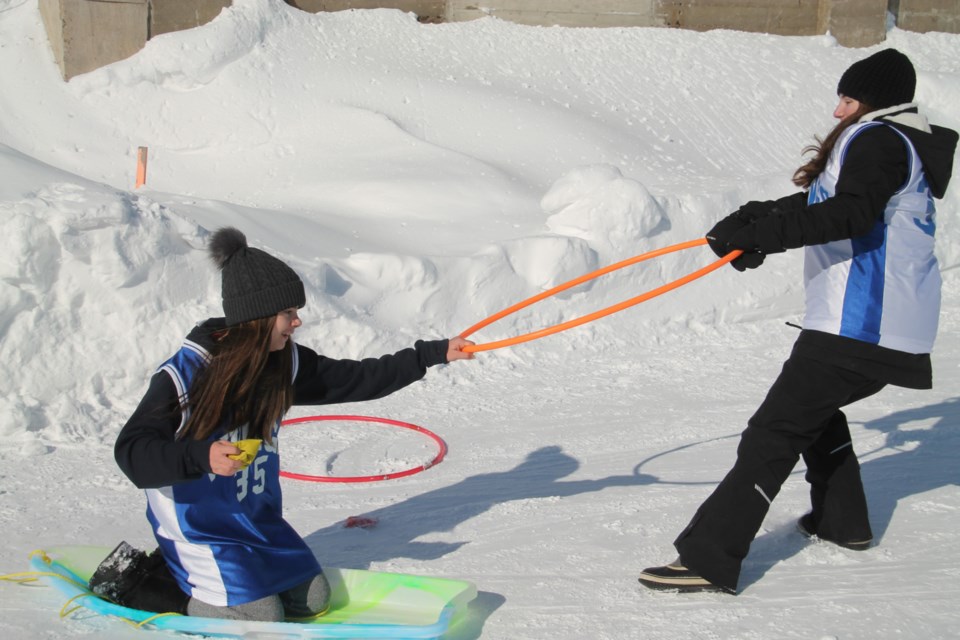 Secondary school students from the Sault and Algoma District participated in the 2025 ABCD (Action for Building a Community that is Drug-Free) Bon Soo Winter Olympics held outside The Machine Shop, Feb. 11, 2025. Darren Taylor/SooToday