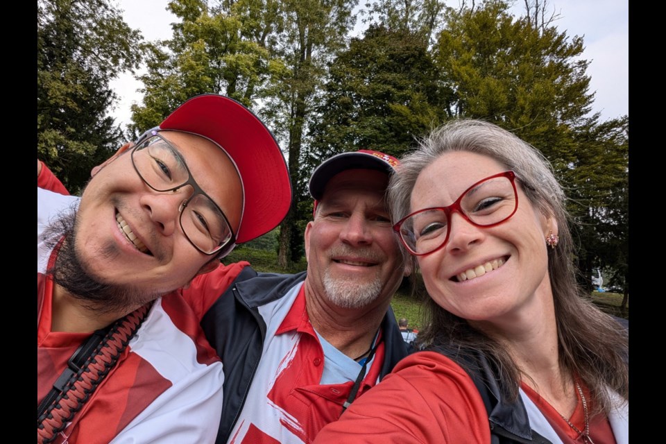 Sault archer and Team Canada coach Lana Perry at right with team members Raymond Huang and Glen Shaw at the World Archery 3D Championships in Mokrice, Slovenia Sept. 30 - Oct. 6, 2024.