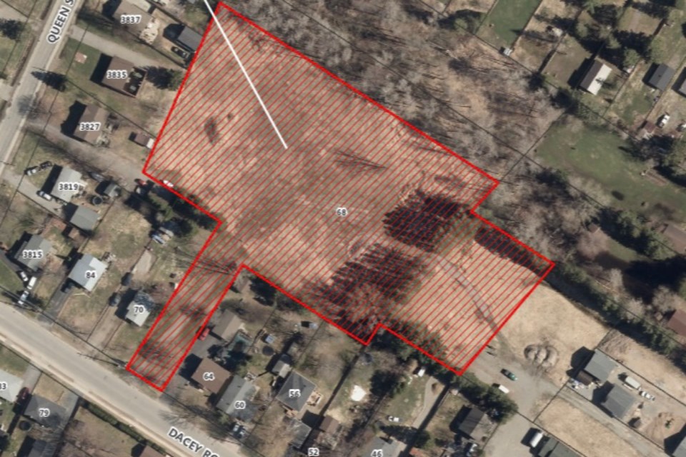 New housing project would be built on a flag-shaped, 1.6-hectare lot southeast of the Queen-Dacey intersection