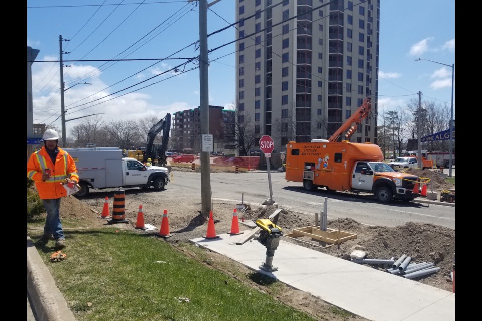 Broken gas line closed part of Bay Street to traffic on Friday, May 8, 2020. James Hopkin/SooToday