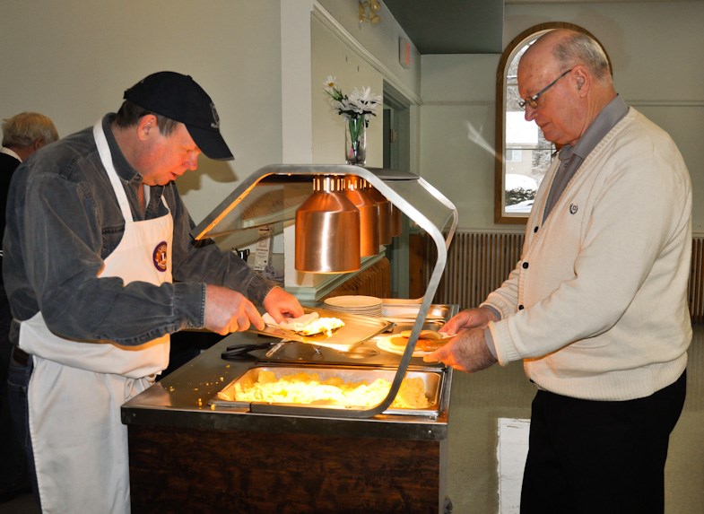 Patrons to the monthly St. Joseph Island Lion's Club Pancake breakfast served up at the Hilton Community Hall received scrambled eggs along with their traditional pancakes and sausage. Donna Schell for SooToday