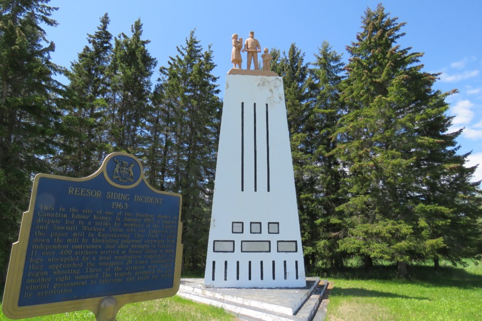 The Reesor tragedy monument was erected in 1966 between Kapuskasing and Hearst.