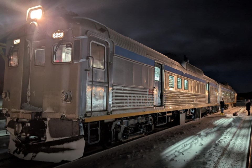  Early morning boarding and departure on the Budd car in White River.