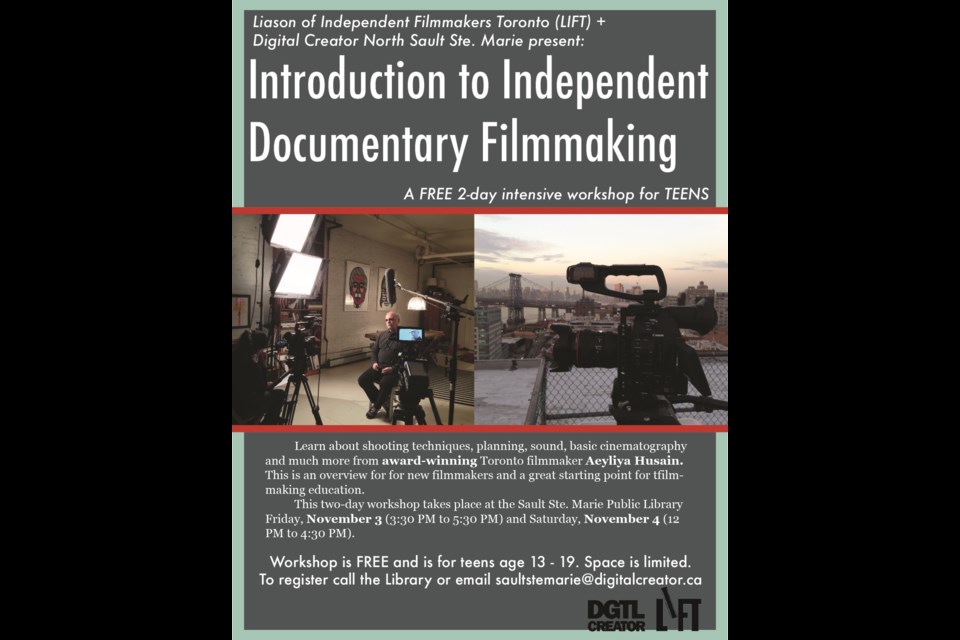 LIFT presents an independent documentary filmmaking workshop for teens hosted by Digital Creator North. Photo provided