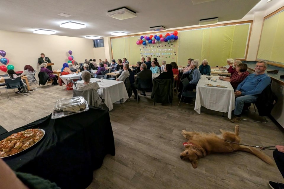 Top honouree Zumi spent much of the evening enjoying a luxurious sprawl on the floor of the James L. McIntyre Centennial Library.