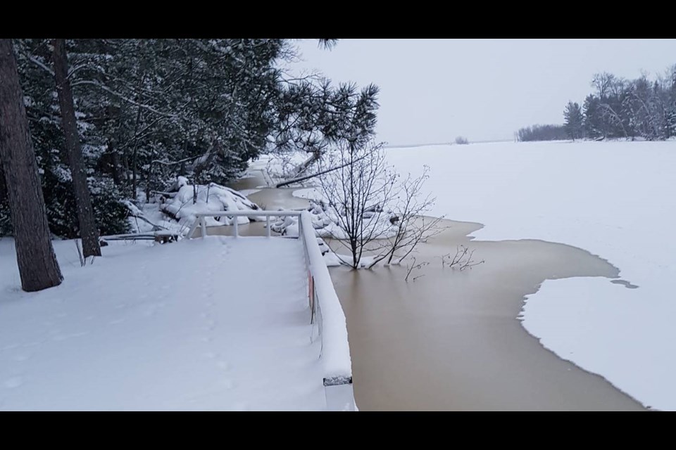 Shaun Parent, Chippewa River resident says the river started flooding as early as Wednesday, Dec. 13. He took this photo of the view from his property looking onto neighbouring properties on Wednesday.