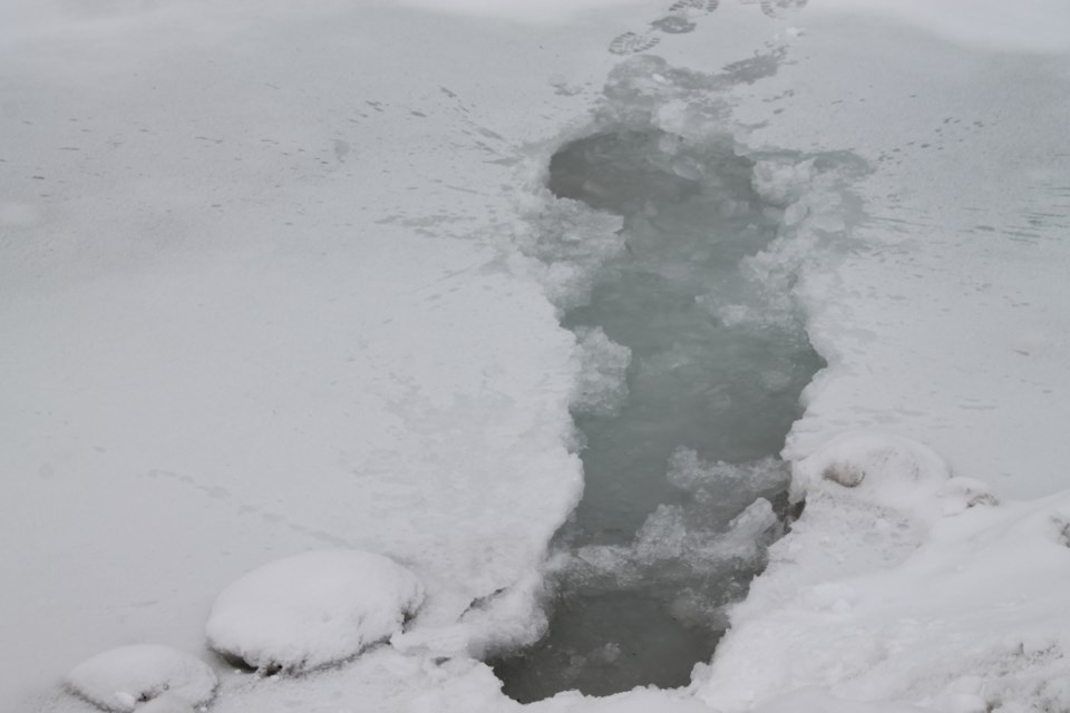 A new plunging off point for the Bon Soo Polar Bear Swim at Bellevue Park had to be found, February 3, 2016. Darren Taylor/SooToday