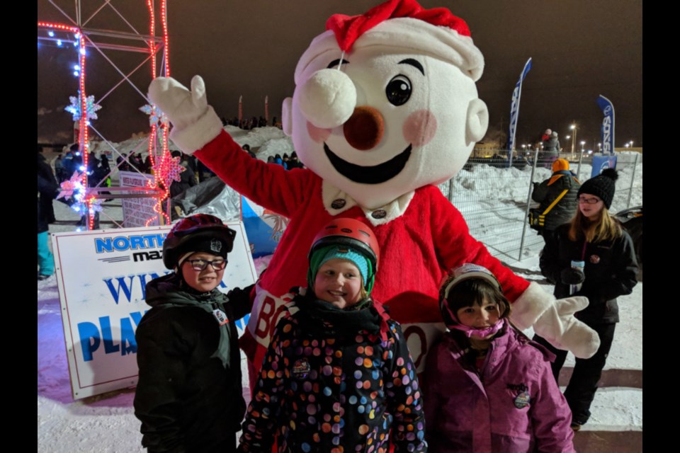 Mr. Bon Soo with fans at Bon Soo opening ceremonies, Feb. 1, 2019. Darren Taylor/SooToday