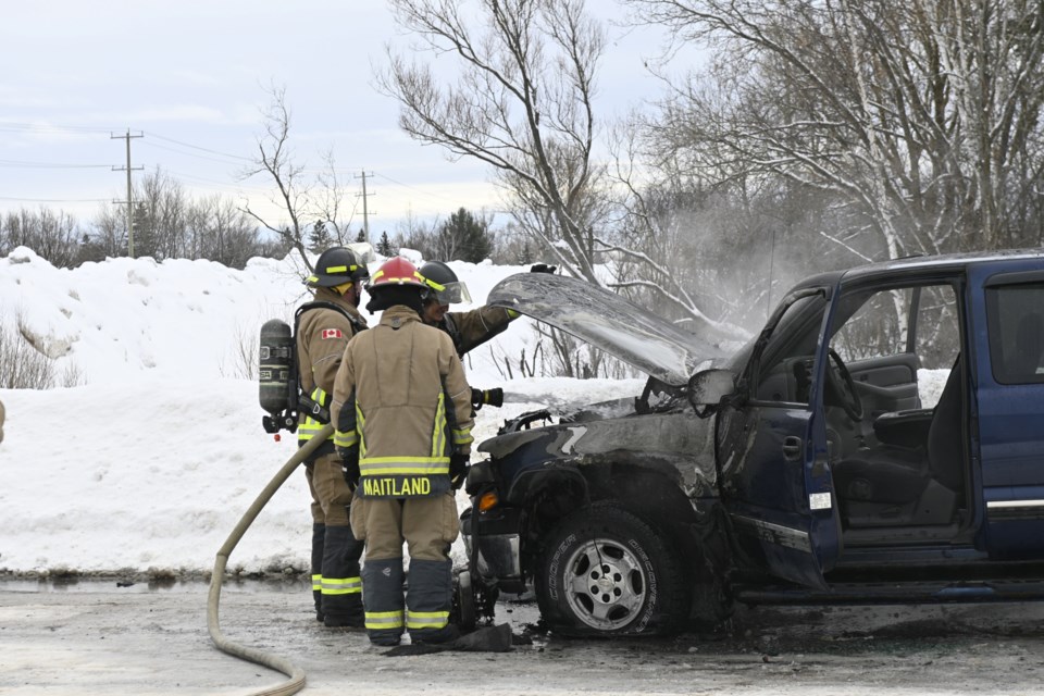 A vehicle fire closed a portion of Bruce Street Thursday afternoon.