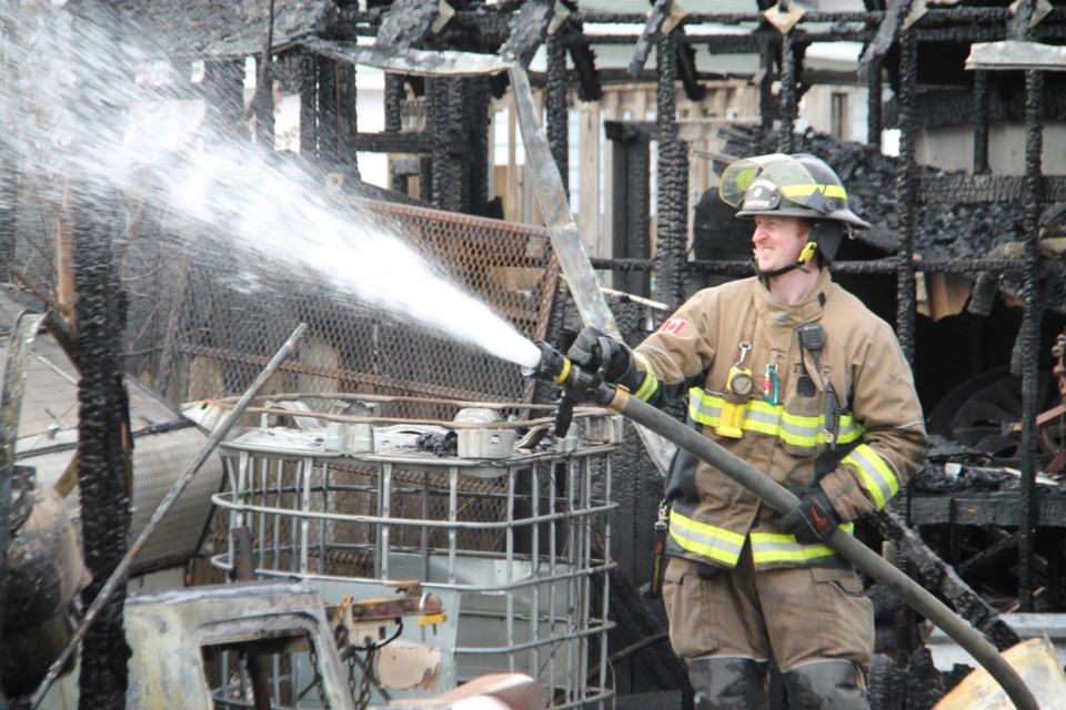 Firefighters extinguished a serious garage fire in the 100 block of Dennis Street, April 8, 2024.