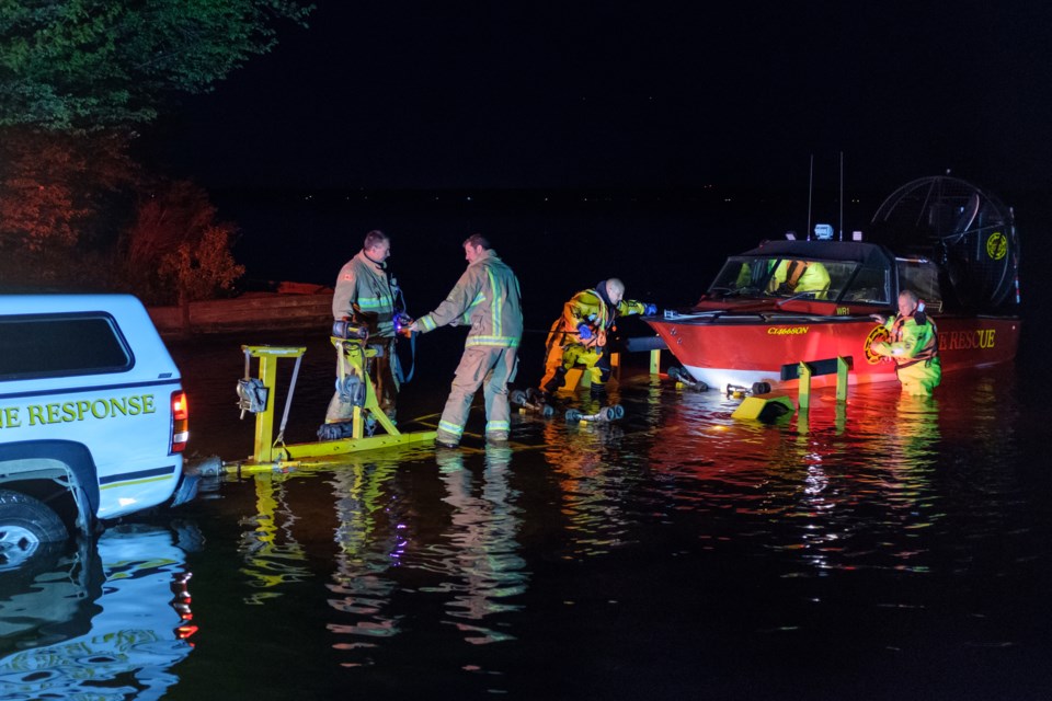 Sault Ste. Marie Fire Services dispatched a rescue airboat after something that looked like a body was seen floating over the St. Mary's River on Thursday evening. Jeff Klassen/SooToday