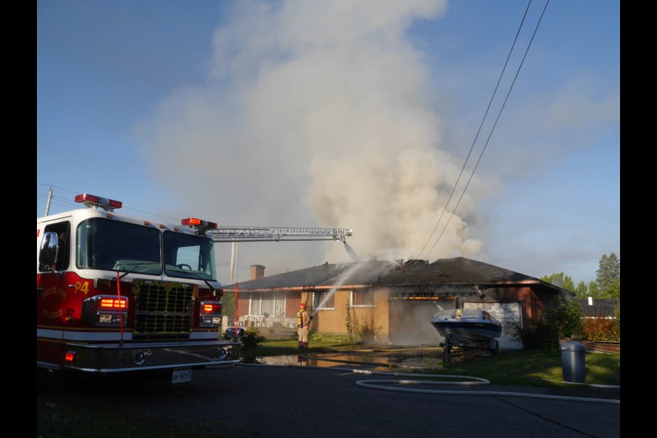 A heavy plume of brown smoke could be seen rising from the scene from as far as Great Northern Road. Michael Purvis/SooToday