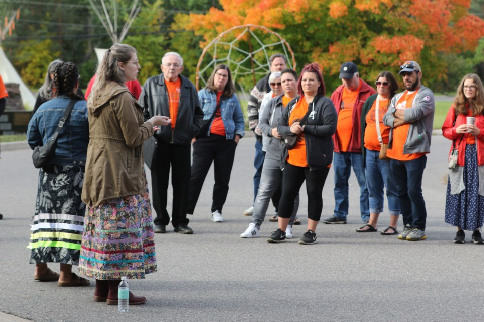 Members of the public participated in a 'truth walk' or guided tour of the former Shingwauk Indian Residential School site on the Algoma University campus Friday to recognize the National Day for Truth and Reconciliation.  