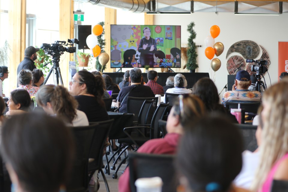 Anishinaabe language instructor Barbara Nolan unveiled the first 10 episodes of her Anishinaabemowin children's videos at Shingwauk Kinoomaage Gamig Aug. 24. 