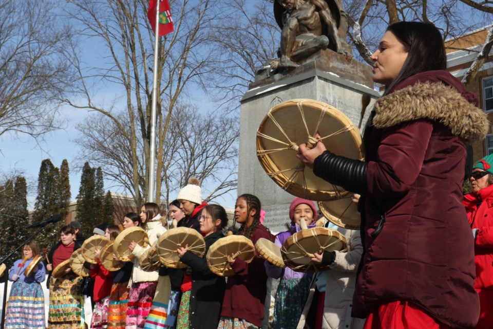 A group of singers from East View Public School in Sault Ste. Marie performed for Friday's MMIWG2S+ event