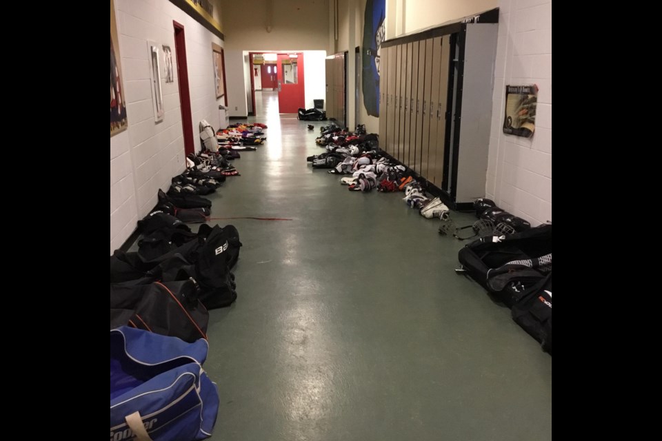 11 bags full of donated hockey equipment made it to Attawapiskat on Thursday. Photo supplied