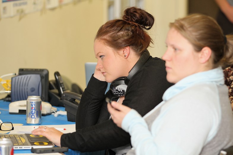 Campaign Office Manager Jacqueline Hamill pays close attention to poll numbers on election night. Donna Hopper/SooToday