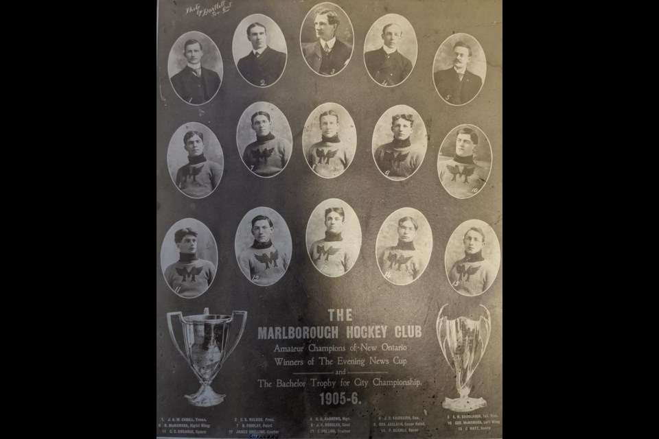 Soo Marlboros hockey team lineup from the early 20th century. Photo supplied by Sault Ste. Marie Museum