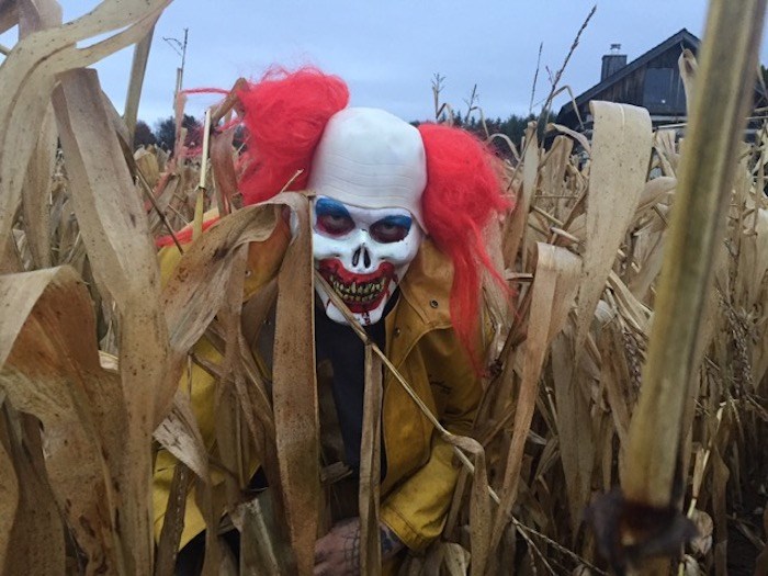 2017-10-24 Haunted Corn Maze claown - Farmer Bob