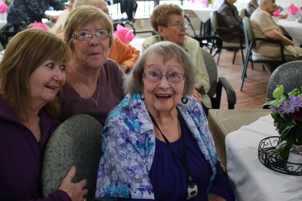 June Harbottle (right) celebrated Mother's Day with her daughters Carol Fryia (left) and Deanna Bigras (centre) at a brunch at the Ontario Finnish Resthome on Friday. Jeff Klassen/SooToday