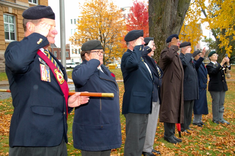 Royal Canadian Legion Branch 25 officials launched the 2024 Poppy Campaign with a flag raising and salute outside the Sault Ste. Marie Courthouse, Oct. 25, 2024.