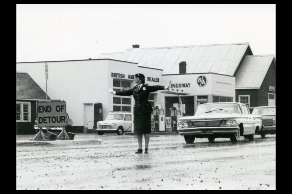 Cst. Lois Beckett directing traffic.