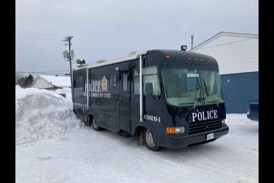 The scene of a police investigation on Second Line West on Saturday, Jan. 29, 2022