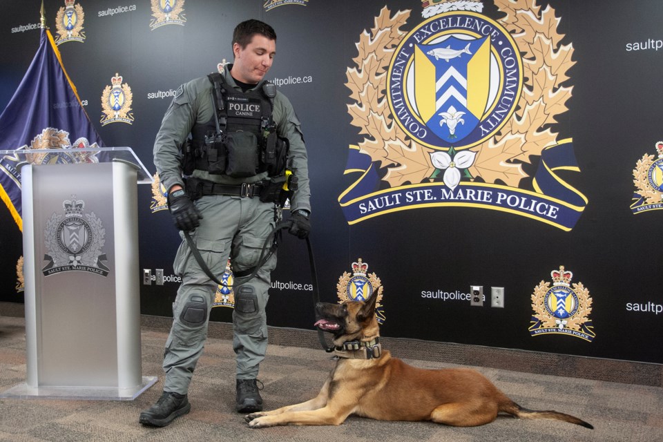 Const. Nick Beaudry and PSD Ben are the newest members of the Sault Police Canine Unit.