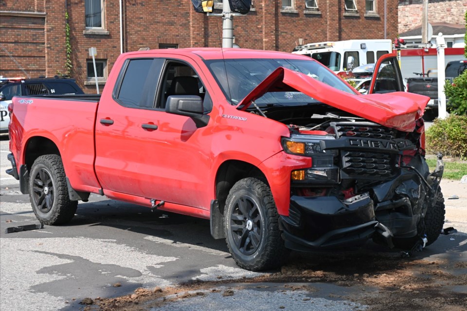 A multi-vehicle crash involving two trucks affected traffic in the area of Albert and Elgin streets.