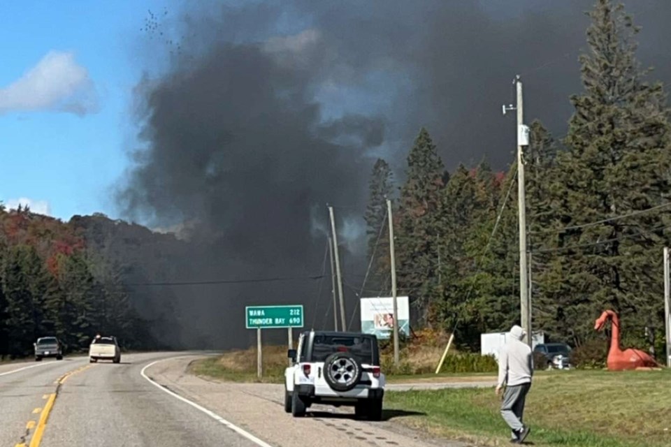 Smoke rises at scene of truck fire on Hwy. 17 on Oct. 1, 2024.