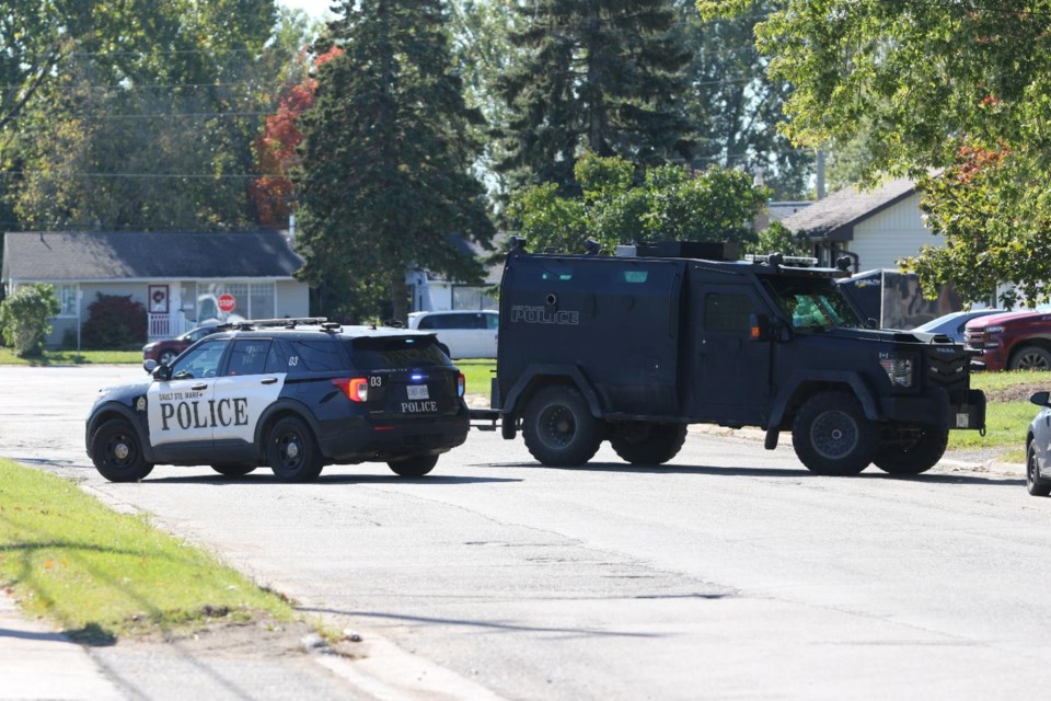 Sault Police at an active scene on Chapple Avenue on Oct. 10, 2024.