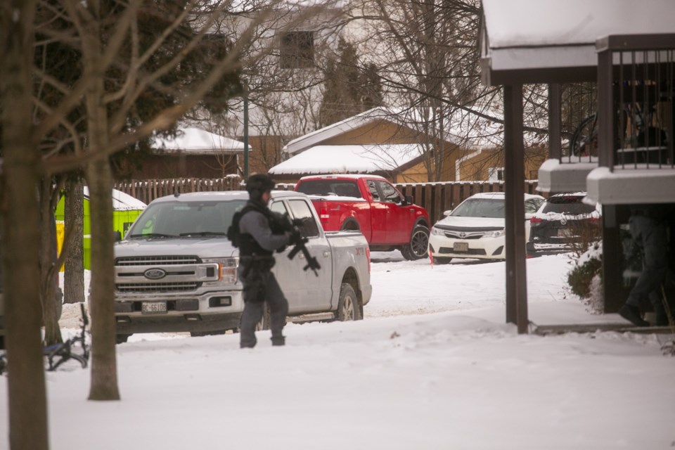 Police were on scene of a barricaded person at a multi-unit residence on Cambridge Place on Dec. 21, 2022.