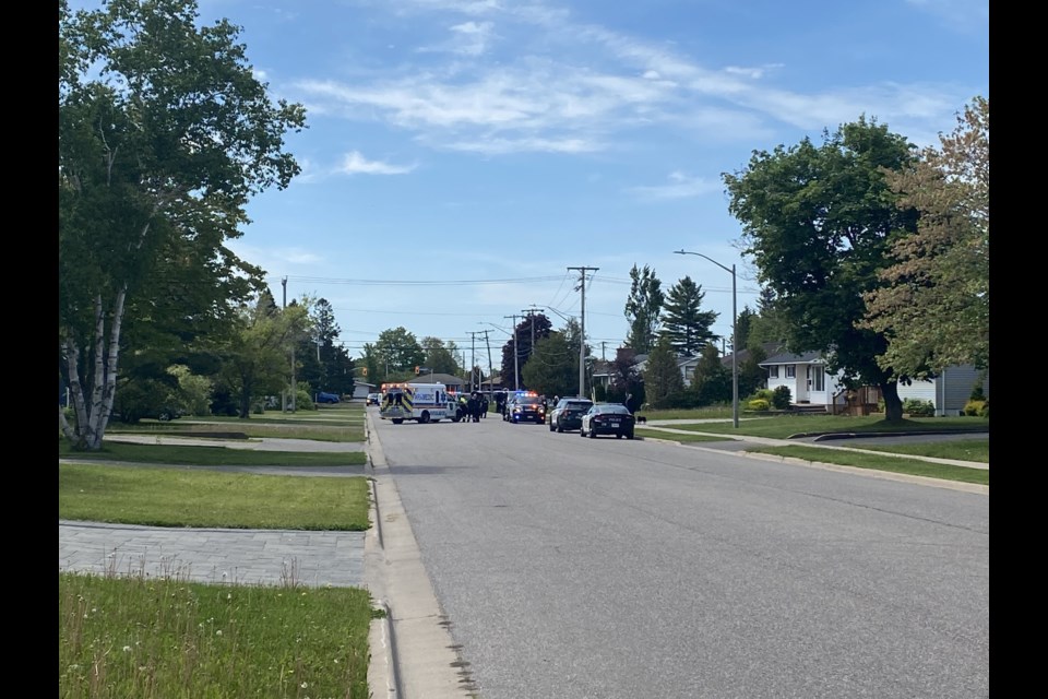 A heavy police presence at the 400 block of Placid Avenue.