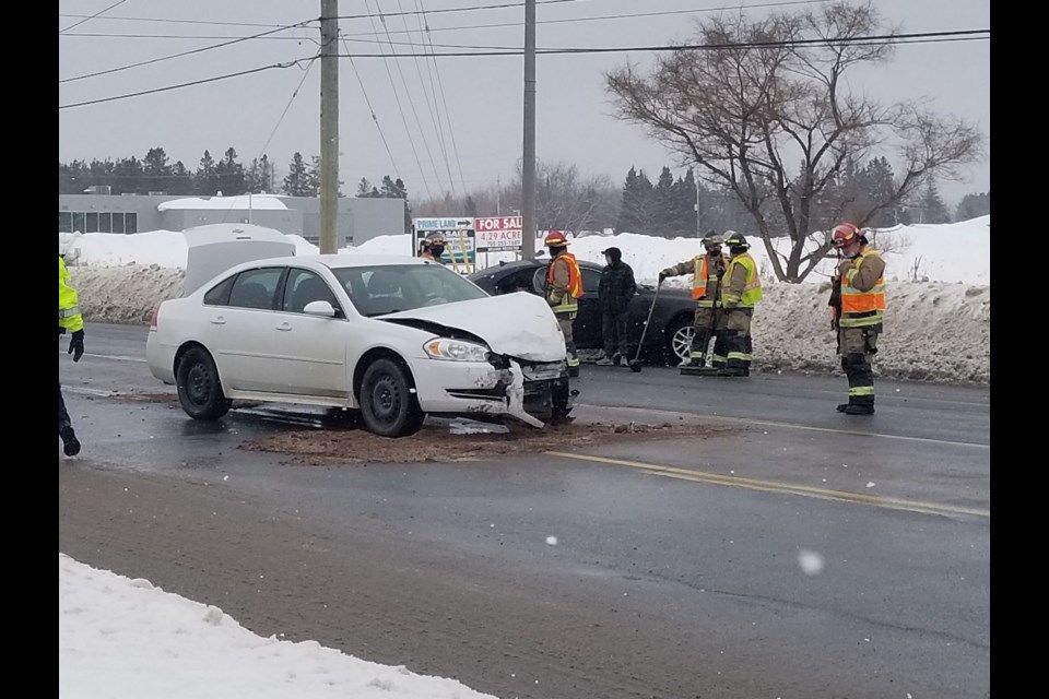 Two vehicles sustained damage in a crash on Great Northern Road on Tuesday, March 1, 2022.