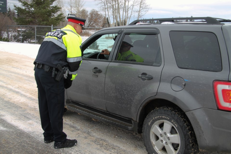 Officers from the Sault Ste. Marie Police Service, Anishinabek Police Service, Sault OPP and RCMP launched the 2022 Festive RIDE Campaign on Bay Street, Dec. 1, 2022.